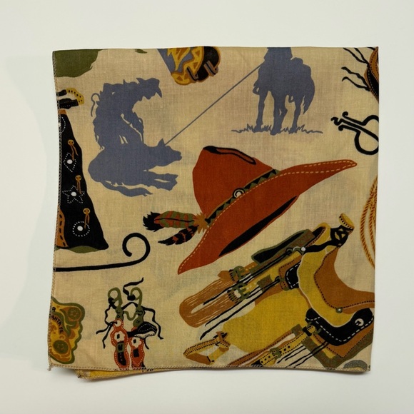 Western Cowboy Cowgirl Themed 21” Square Cotton Bandana - Picture 6 of 8